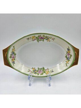 Celebrate Relish Dish Green & Cream Band Floral Sprays